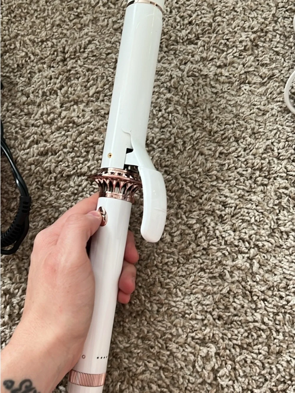 T3 Single Pass White and Rose Gold Curling Iron | Styling Tool